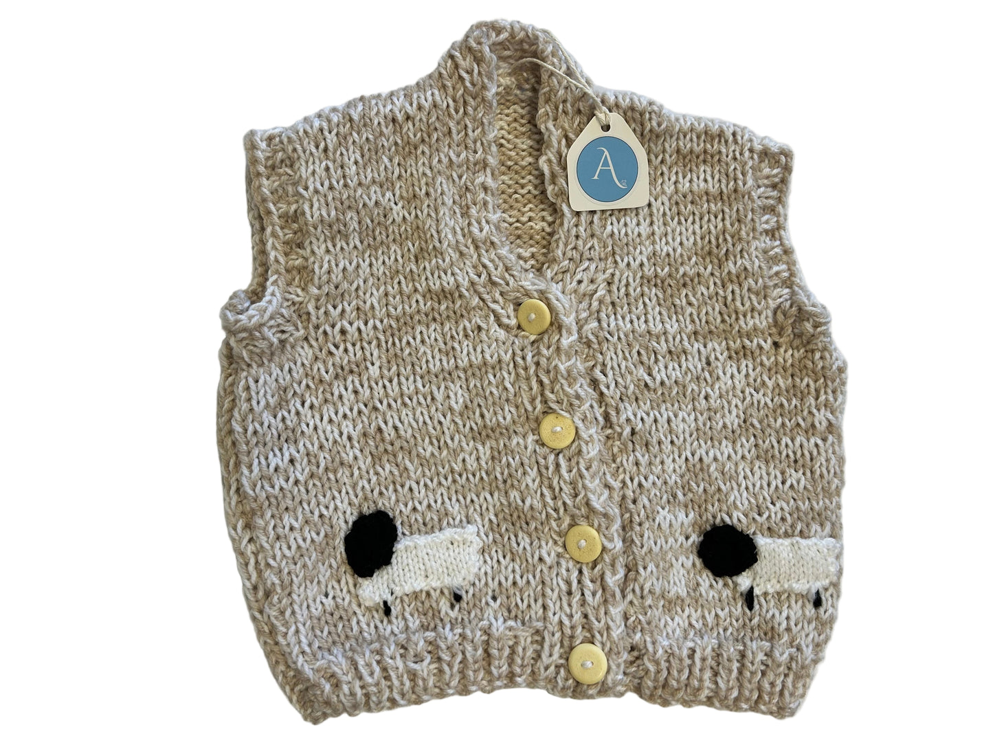 TAUPE SHEEP GILET - 2-3 YEARS