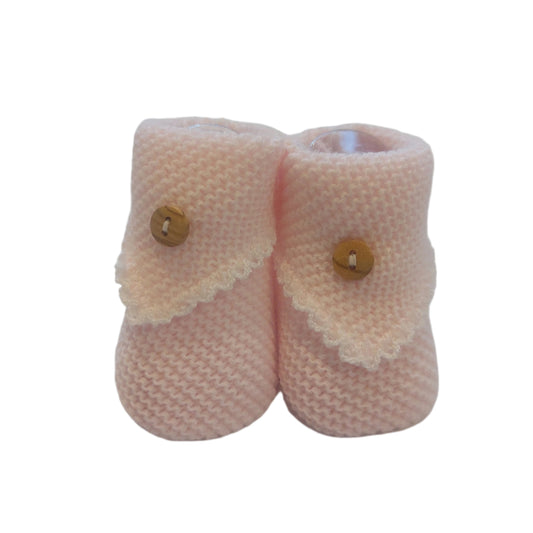 CROCHET KNIT BOOTIES WITH BUTTON - 3 COLOURS