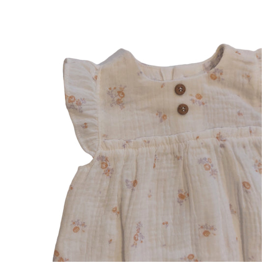 COTTON FLORAL BABY ROMPER - SOFT 100% COTTON, FLORAL PRINT, 0-12 MONTHS