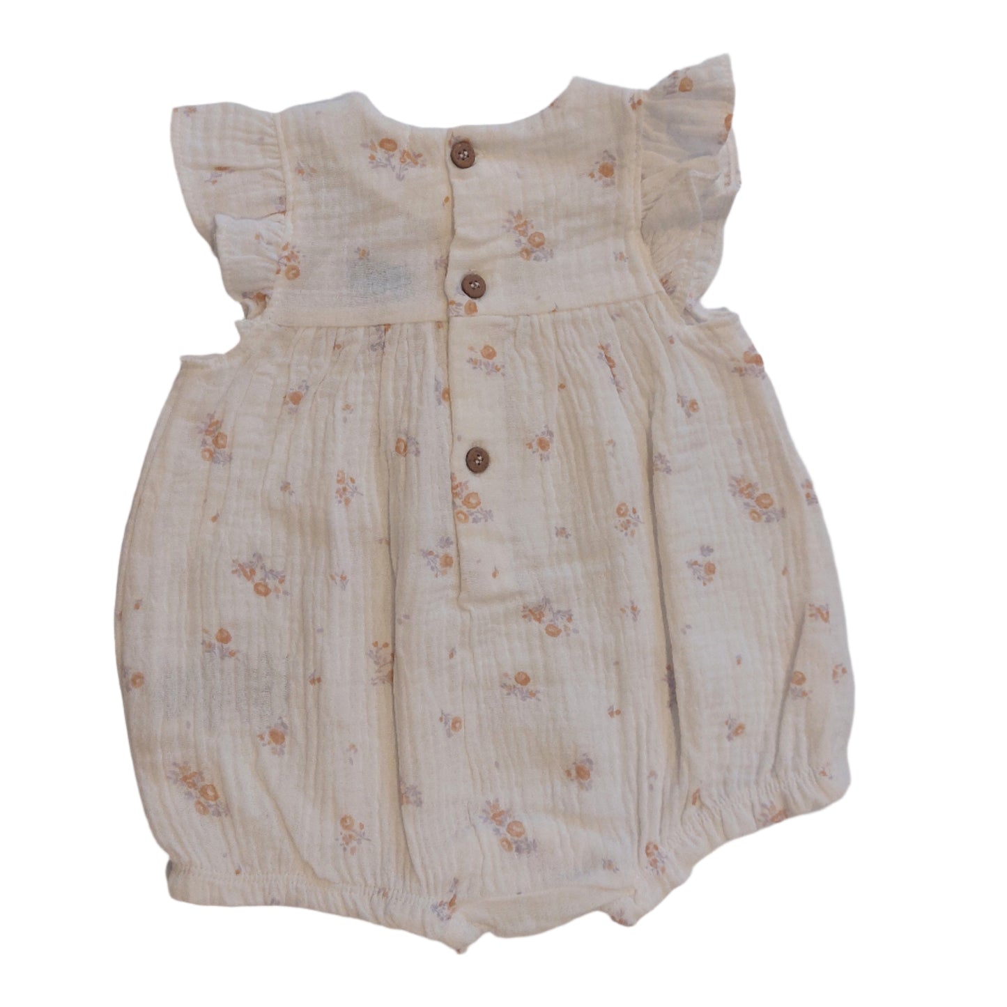 COTTON FLORAL BABY ROMPER - SOFT 100% COTTON, FLORAL PRINT, 0-12 MONTHS