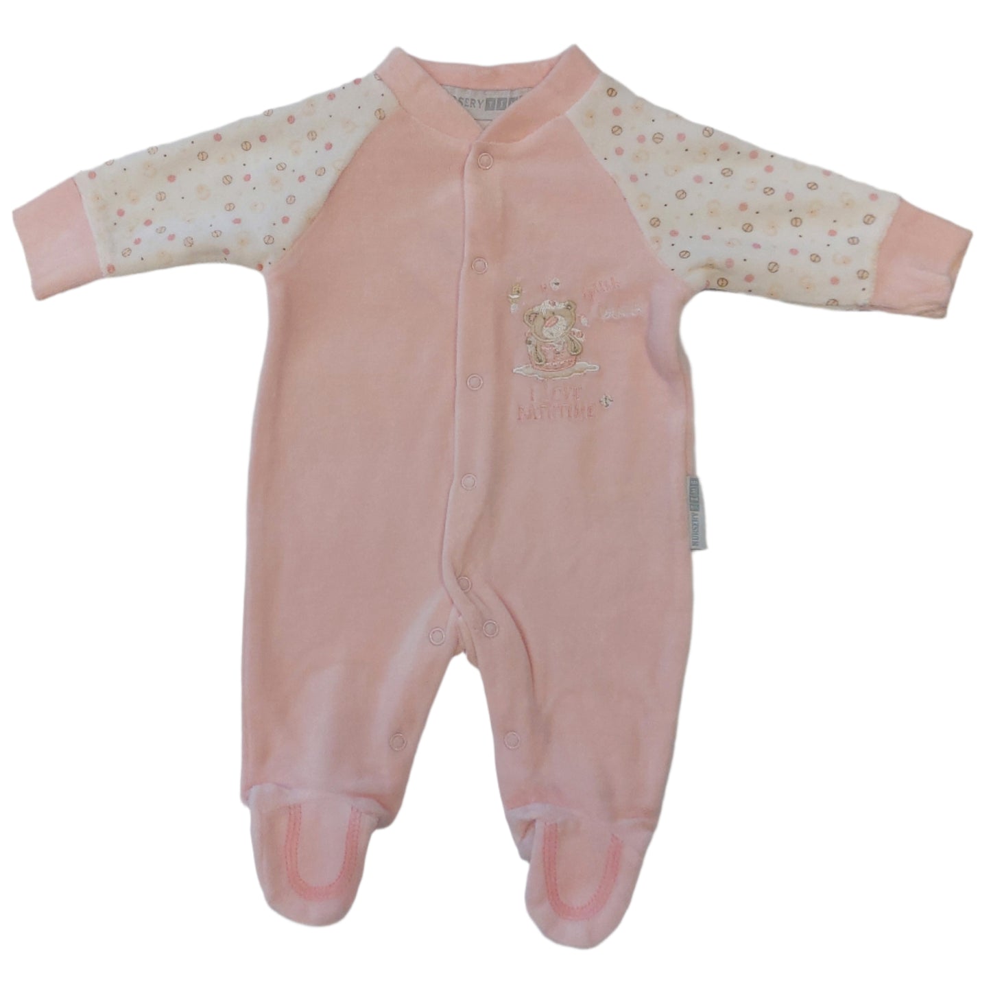 BATHTIME VELOUR ONSIE - Soft Cotton Blend Baby Sleepsuit (0β6 Months), PINK, BLUE