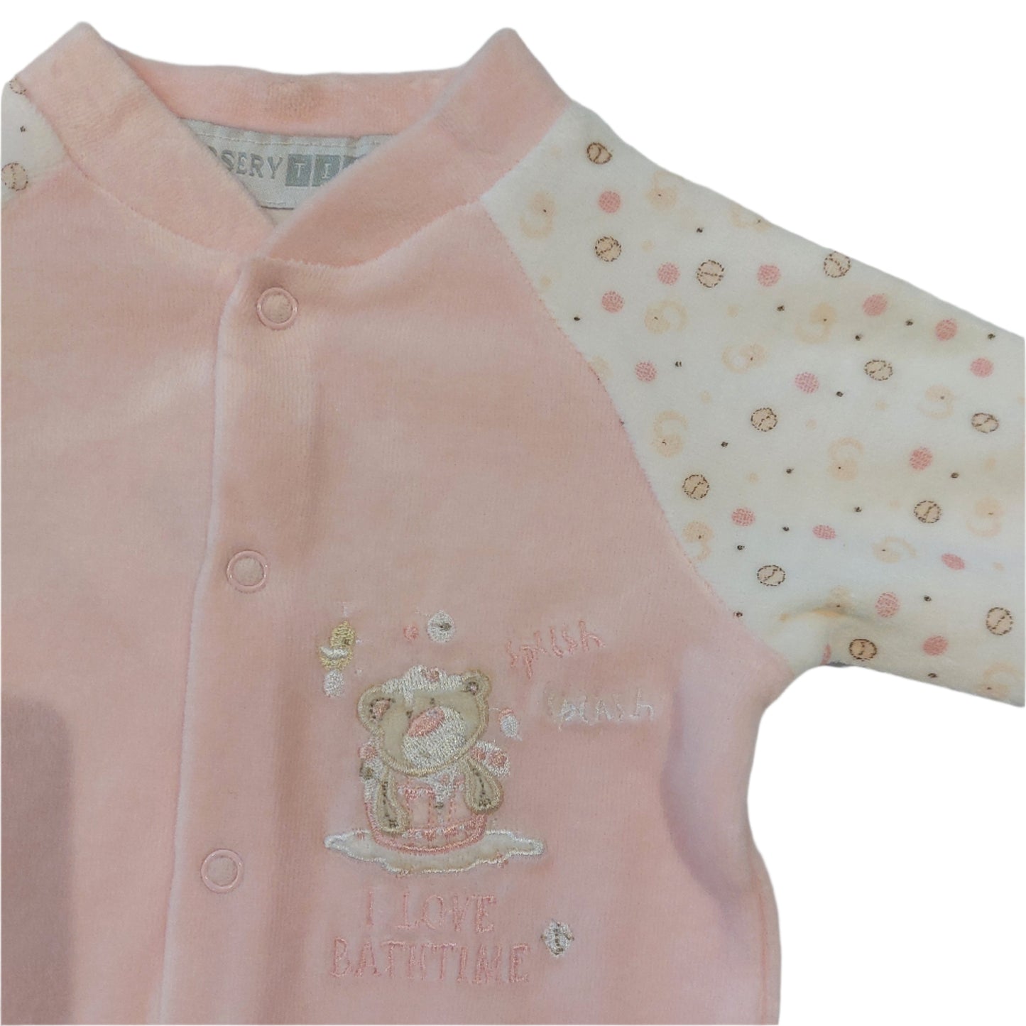 BATHTIME VELOUR ONSIE - Soft Cotton Blend Baby Sleepsuit (0β6 Months), PINK, BLUE