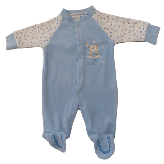 BATHTIME VELOUR ONSIE - Soft Cotton Blend Baby Sleepsuit (0–6 Months), PINK, BLUE
