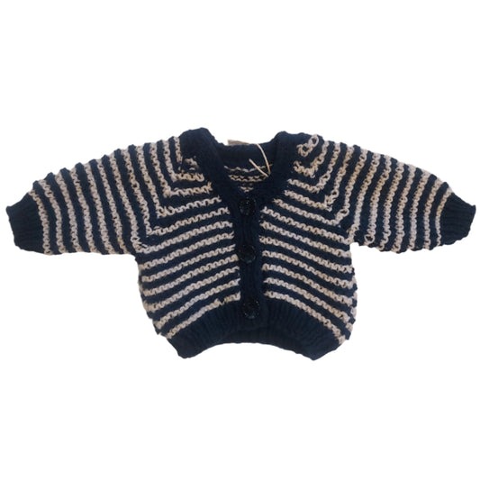 KNITTED STRIPE CARDIGAN - 3 COLOURS 6-12 MONTHS