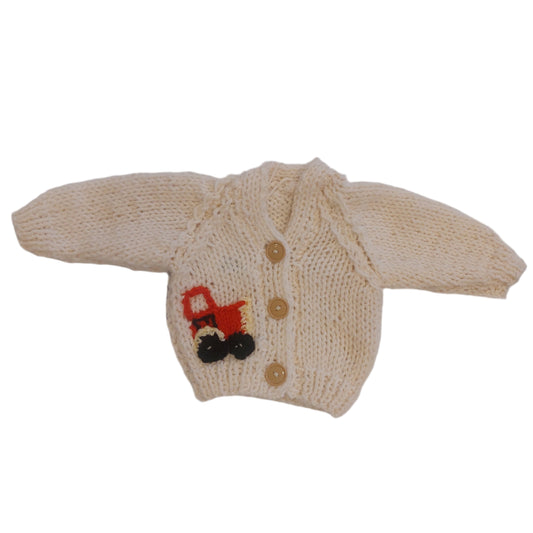 TRACTOR CARDIGAN - CREAM 0-3 MONTHS