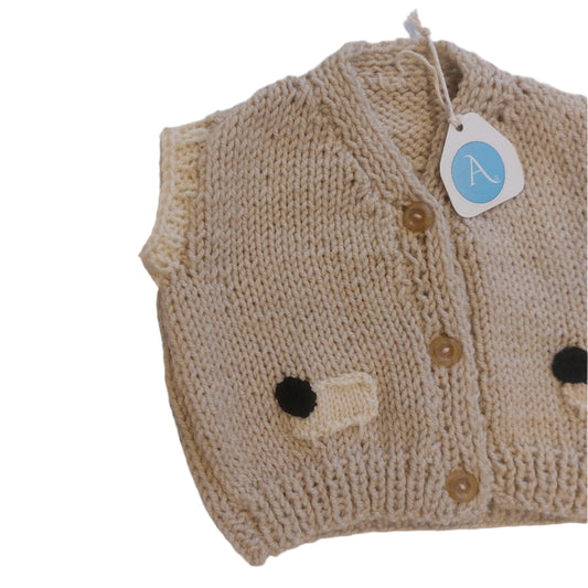 SHEEP VEST - TAUPE CREAM 1-2 YEARS