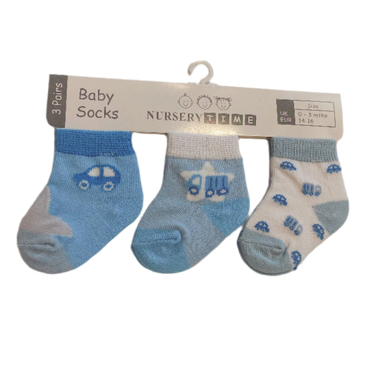 3 PACK BABY SOCKS - BLUE