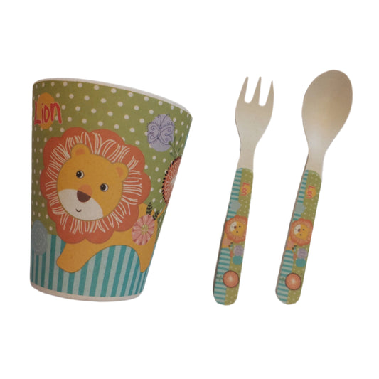 5 PIECES BAMBOO FIBRE MEAL SET - LION