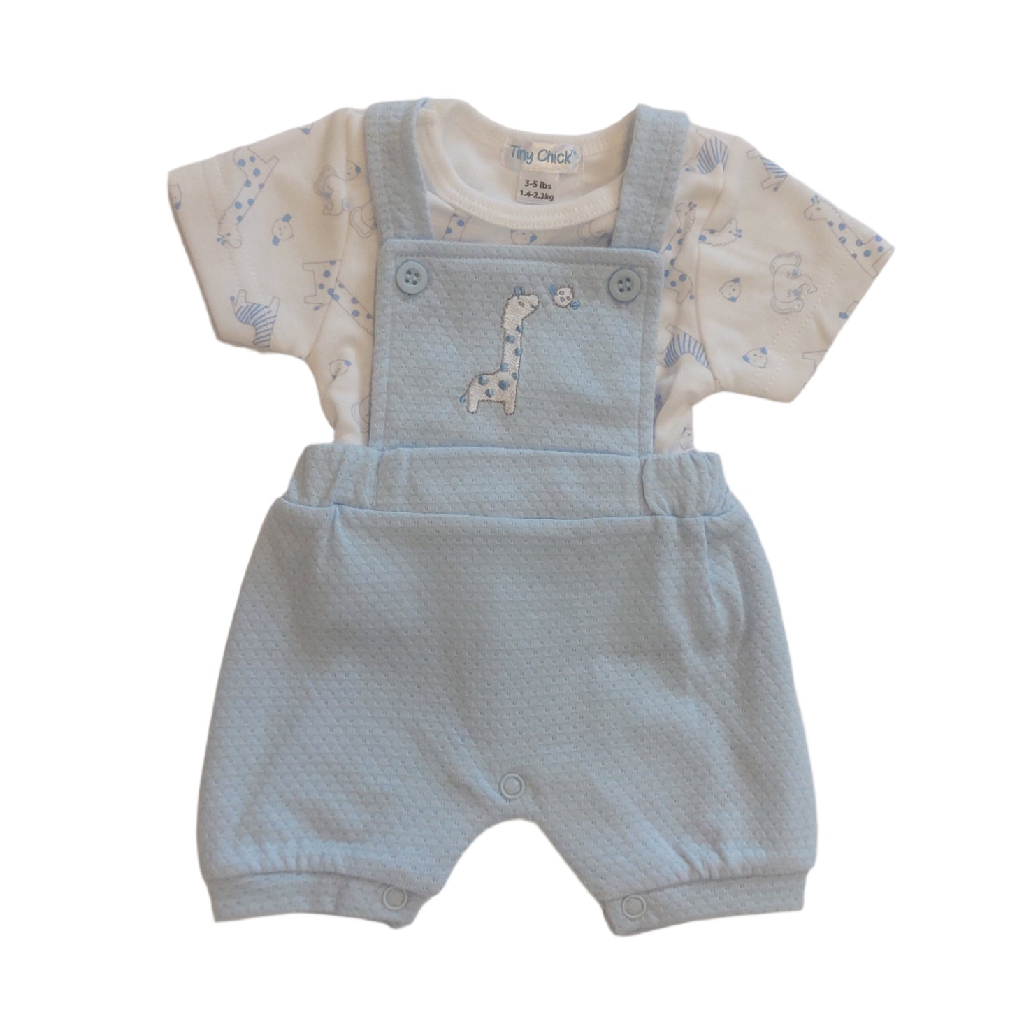 BLUE PREMATURE BABY DUNGAREE 2 PIECE SET
