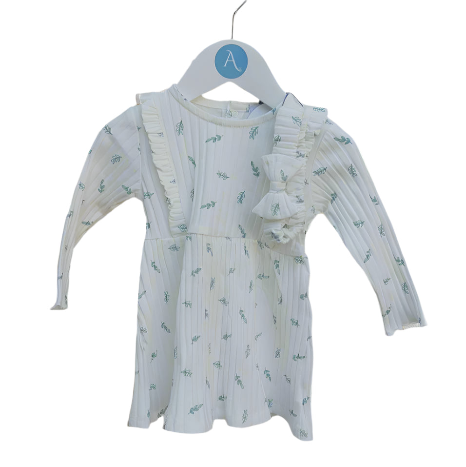 SAGE FLOWER DRESS WITH HEADBAND - 3 SIZES