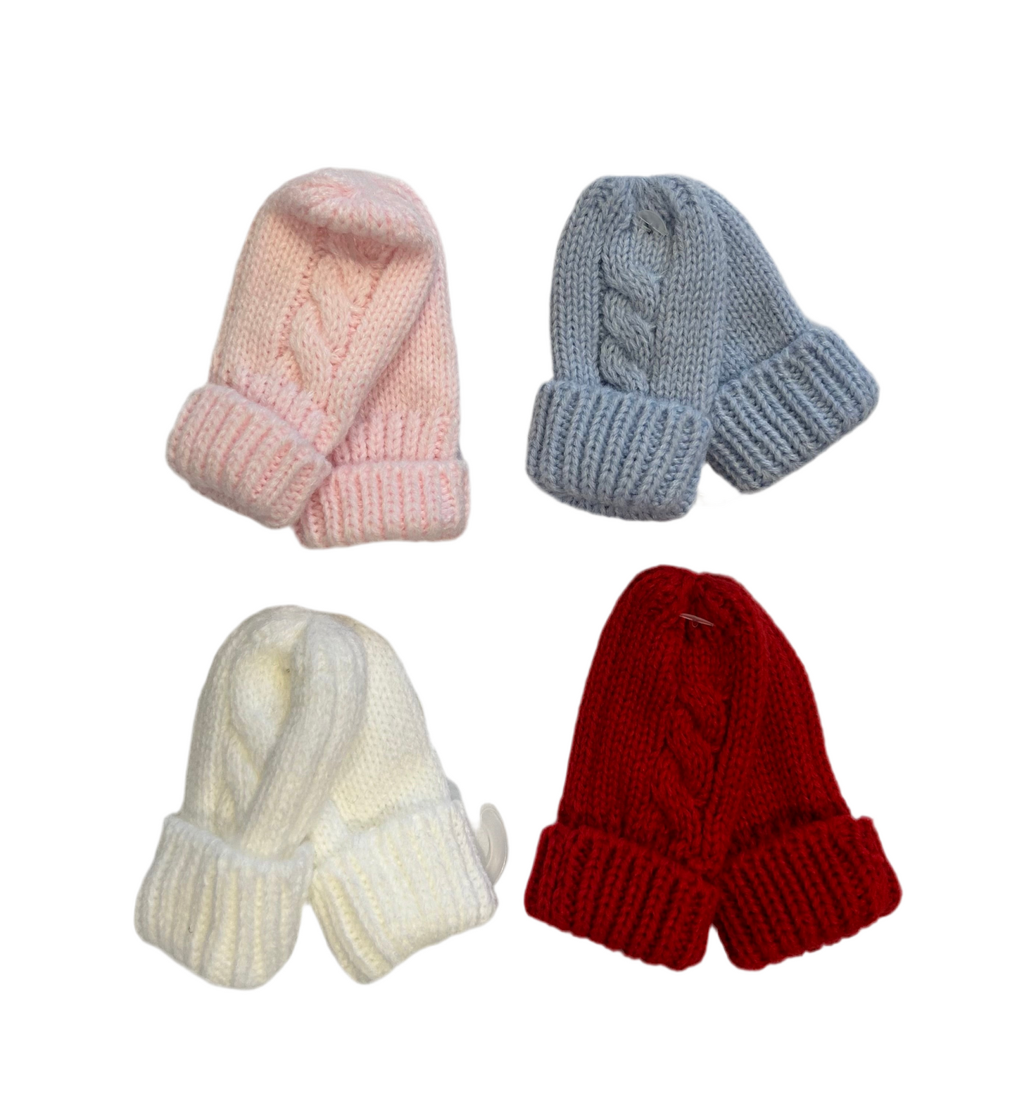 KNITTED BABY MITTENS - CHERRY RED