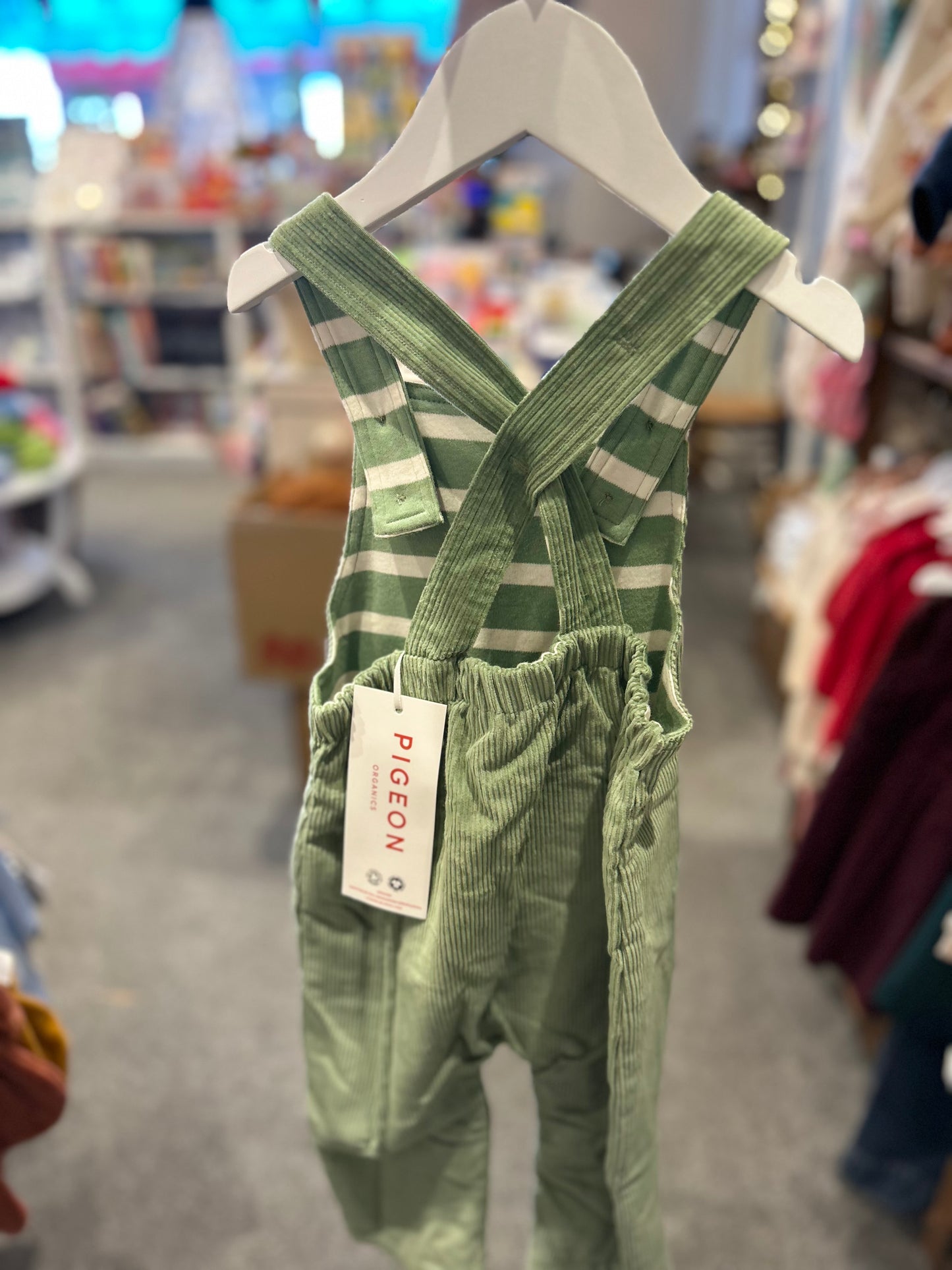 PIGEON ORGANICS BABY DUNGAREES GREEN