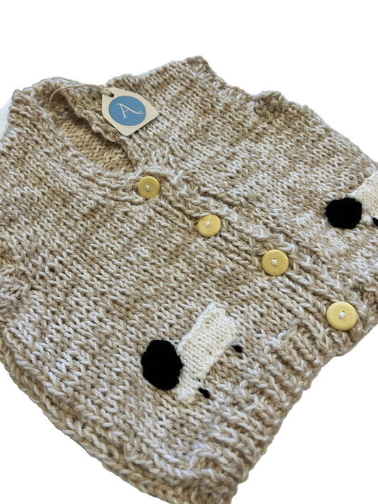 TAUPE SHEEP GILET - 2-3 YEARS