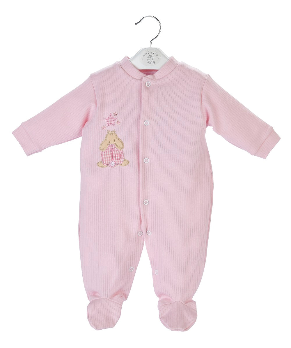 PINK PREMATURE RABBIT & STAR SLEEPSUIT - SOFT COTTON BABY PREEMIE WEAR