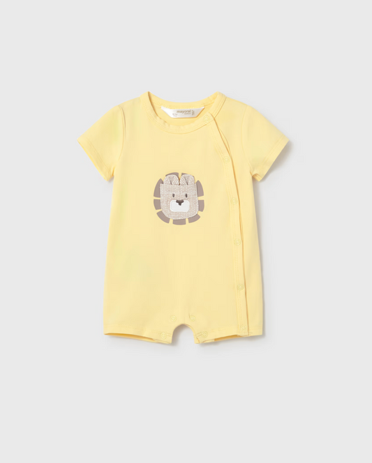 BABY UNISEX SHORT SUNSHINE YELLOW LION ROMPER | MAYORAL