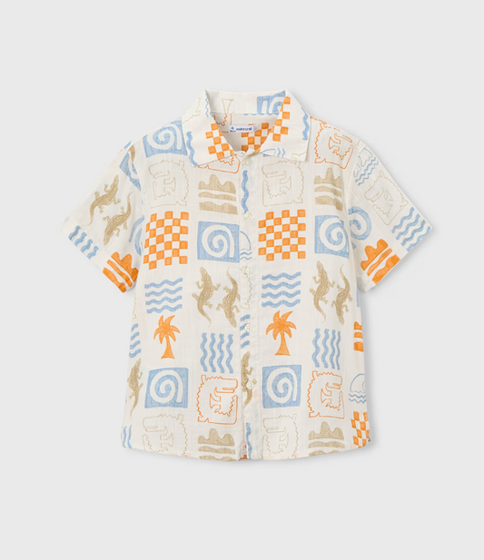 BOYS BUTTON DOWN PATTERN SHIRT - MAYORAL