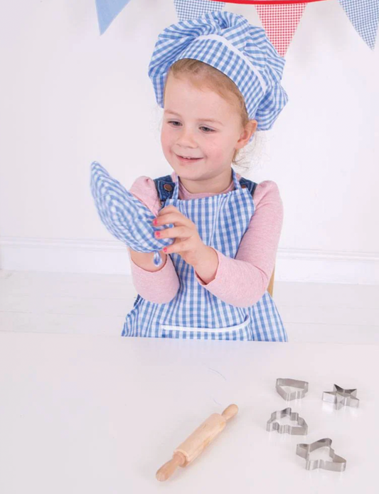 CHEF'S DRESS-UP SET & ACCESSORIES - BLUE GINGHAM | BIGJIGS