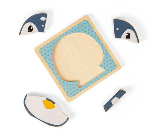 Wooden puzzle with animal shapes. CHUNKY WOODEN PUZZLE - PENGUIN | BIGJIGS