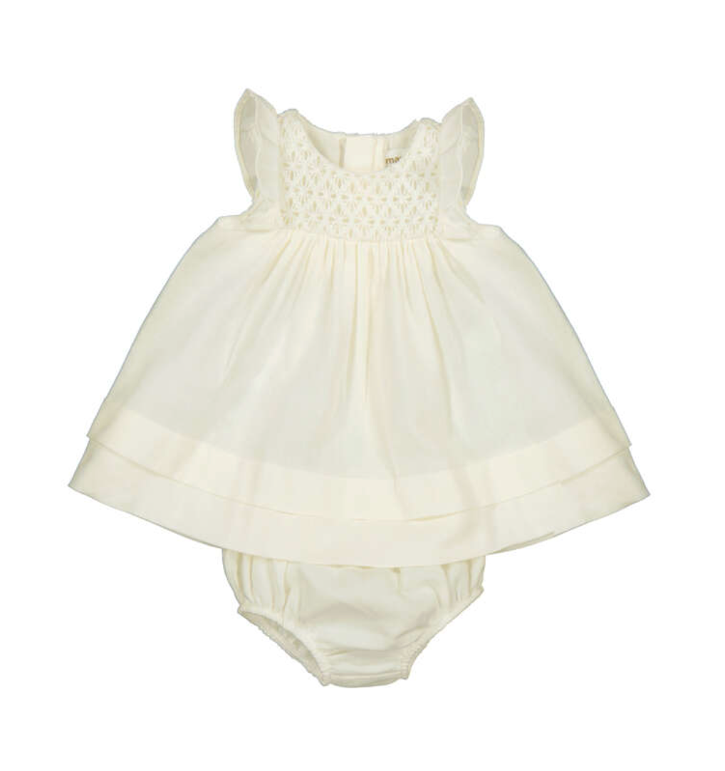 Mayoral Girls White baby dress with matching bloomers