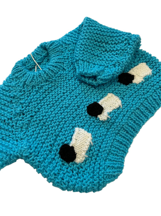 TURQUOISE BLUE JUMPER WITH SHEEP- 6-9 MONTHS