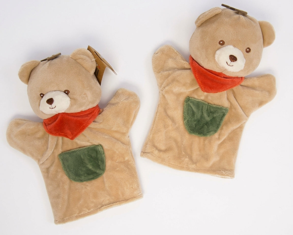 TEDDY BEAR HAND PUPPET WITH SCARF | CUTE & CO
