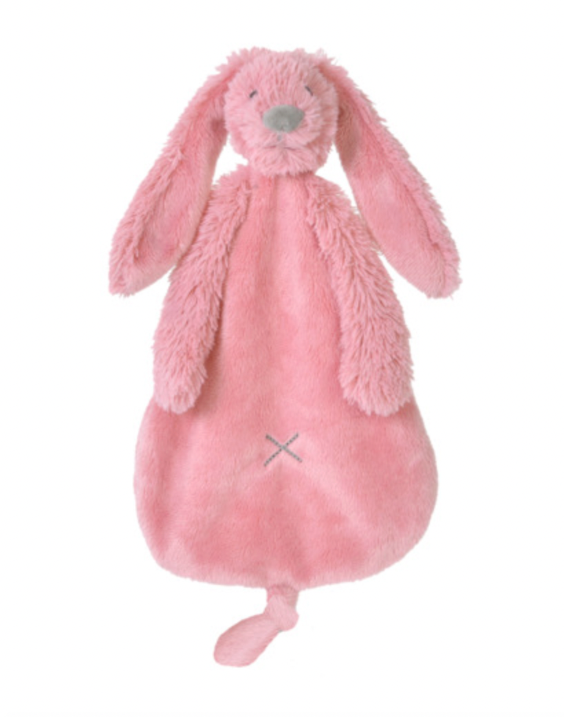 Pink plush bunny toy. RICHIE RABBIT SUPER SOFT TUTTLE COMFORTER - DEEP PINK | HAPPY HORSE
