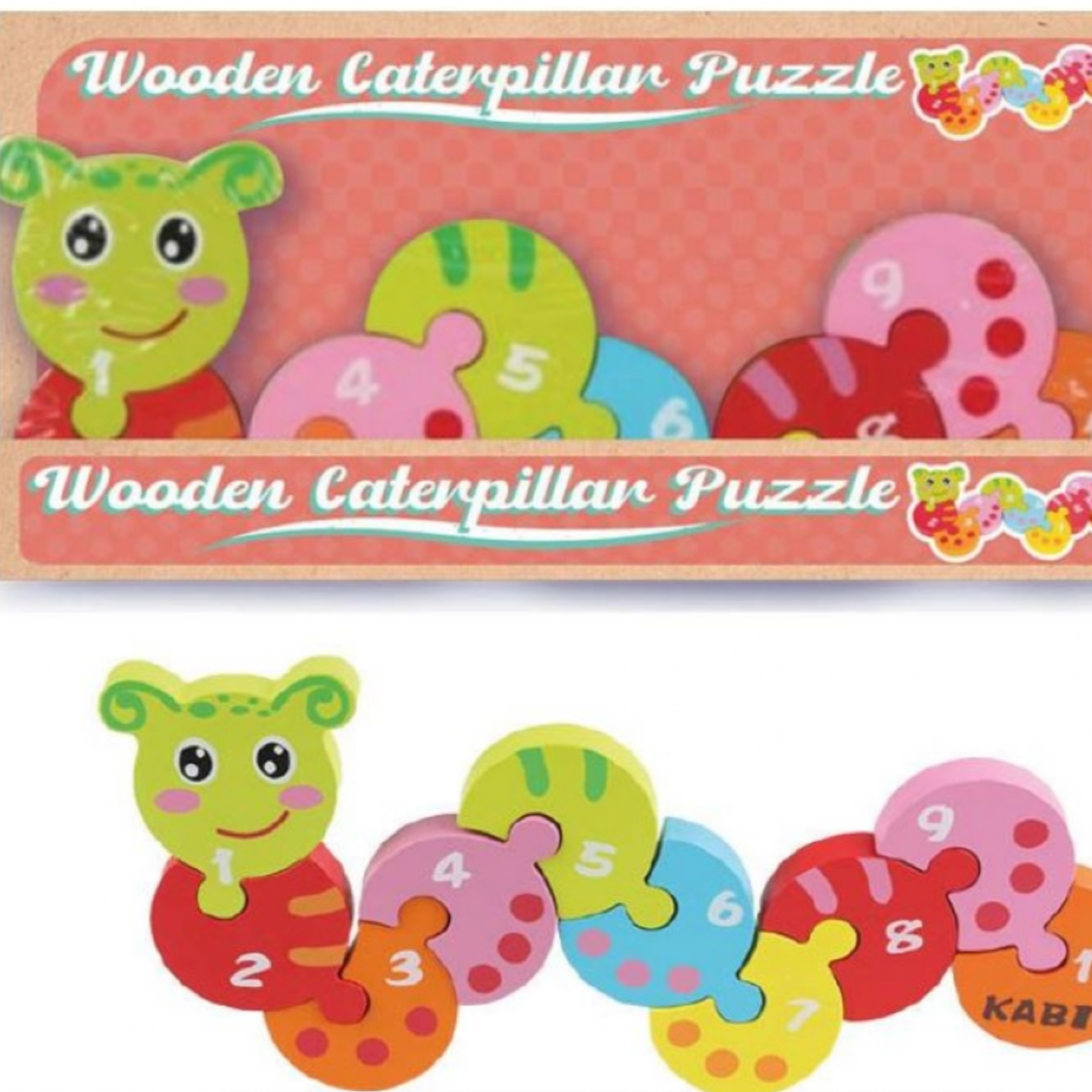 WOODEN CATERPILLAR NUMBER PUZZLE