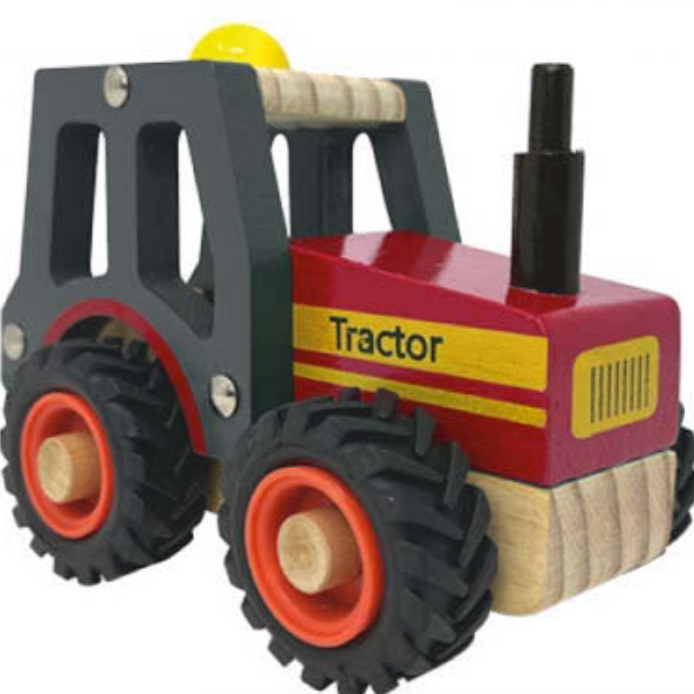 WOODEN FARM TRACTOR - 2 COLOURS