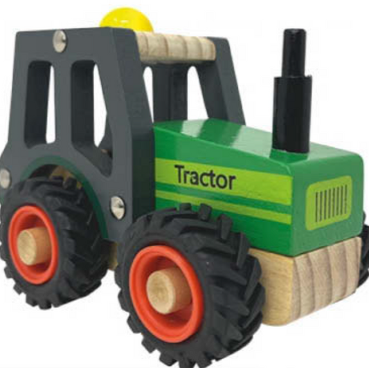 WOODEN FARM TRACTOR - 2 COLOURS