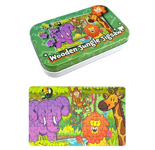 WOODEN JIGSAW IN TIN - 2 THEMES