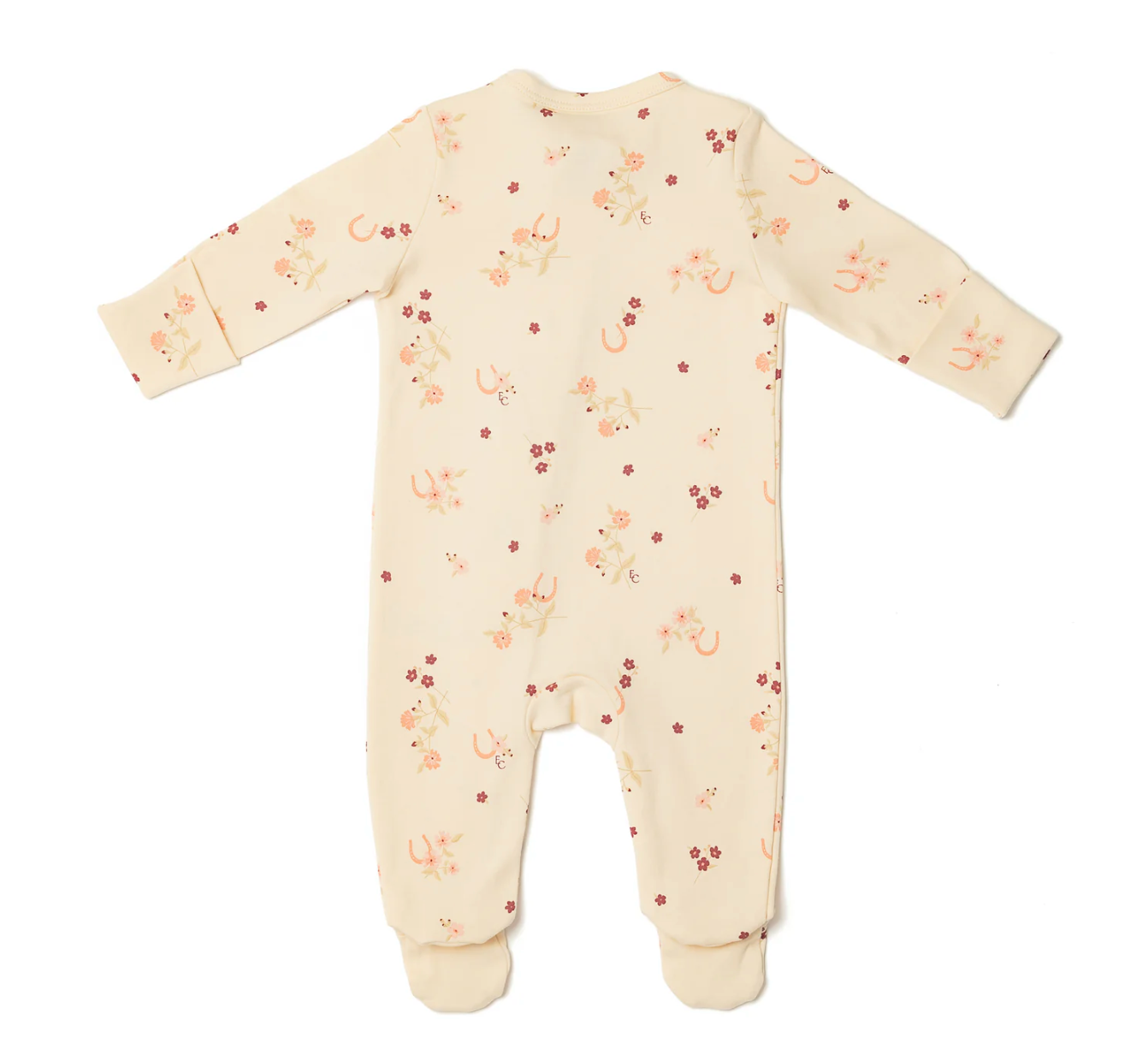 ORGANIC COTTON ZIP SLEEPSUIT HORSESHOE FLORAL