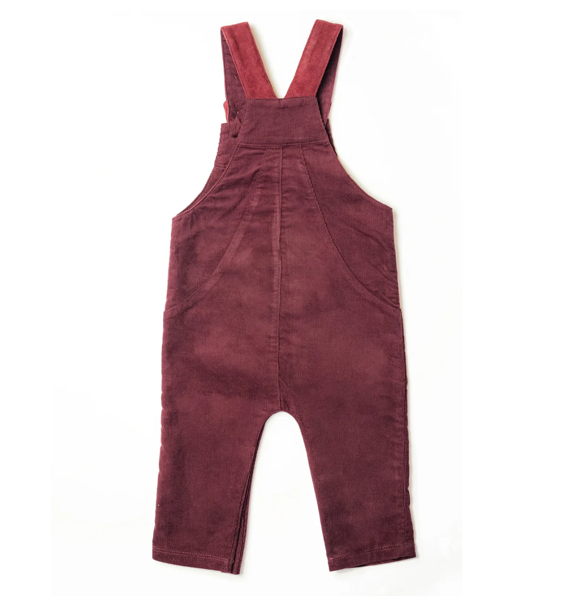 BURGUNDY BUTTON CORD DUNGAREES