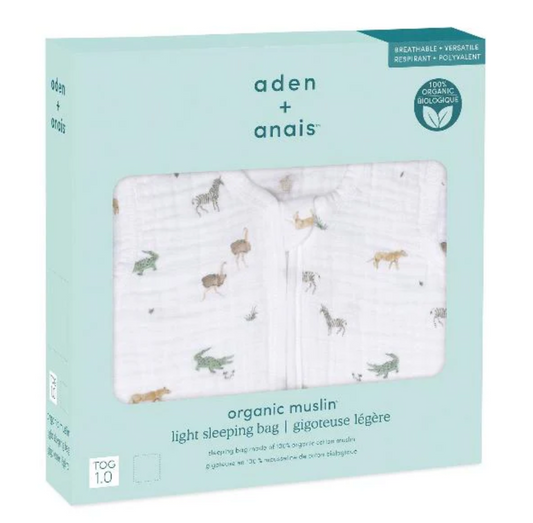 AIDEN + ANAIS ORGANIC COTTON SLEEPING BAG 1.0 TOG - SAFARI DREAMS
