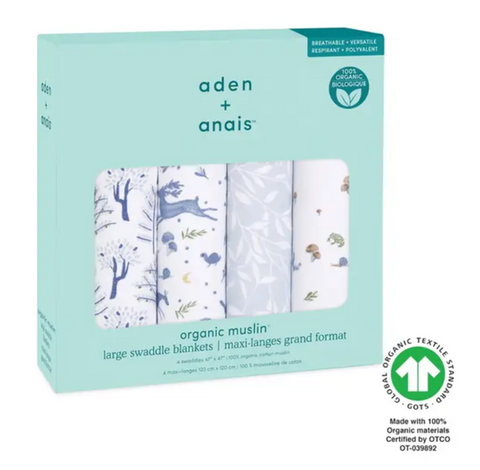 ADEN + ANAIS 4 PACK ORGANIC COTTON SWADDLES - OUTDOORS