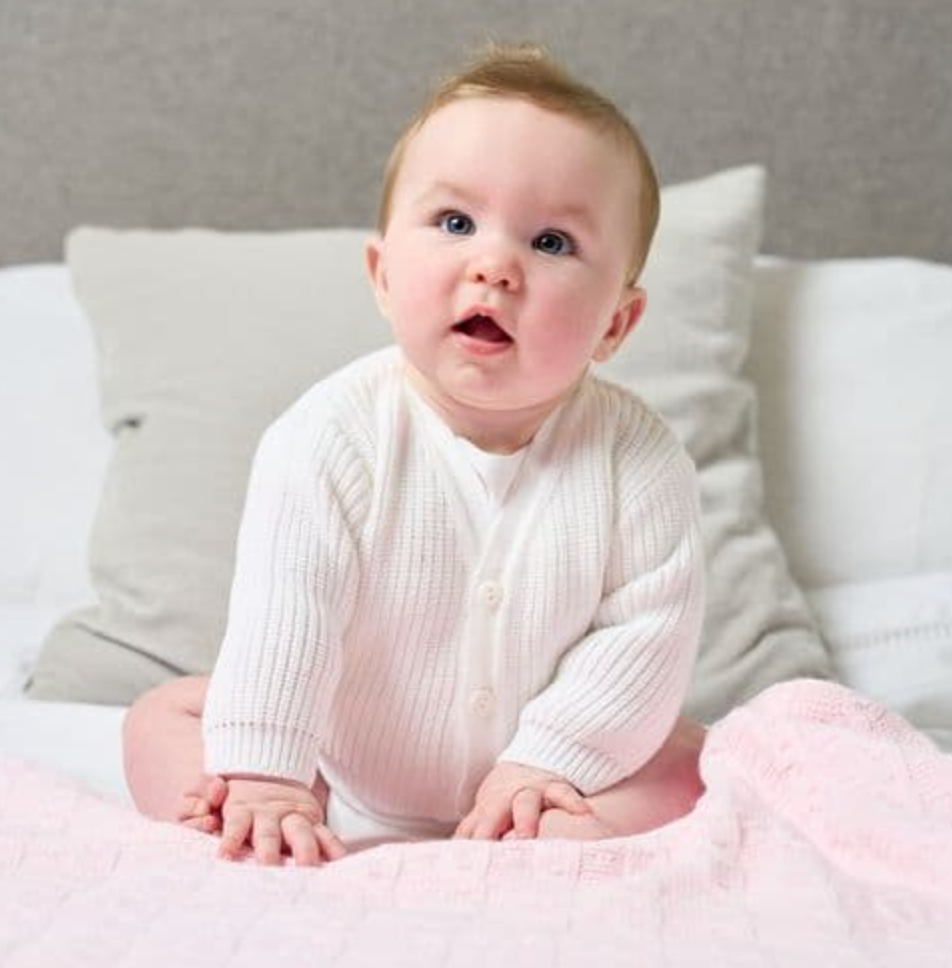 PREM BABY CARDIGAN RIBBED KNIT - CLASSIC WHITE