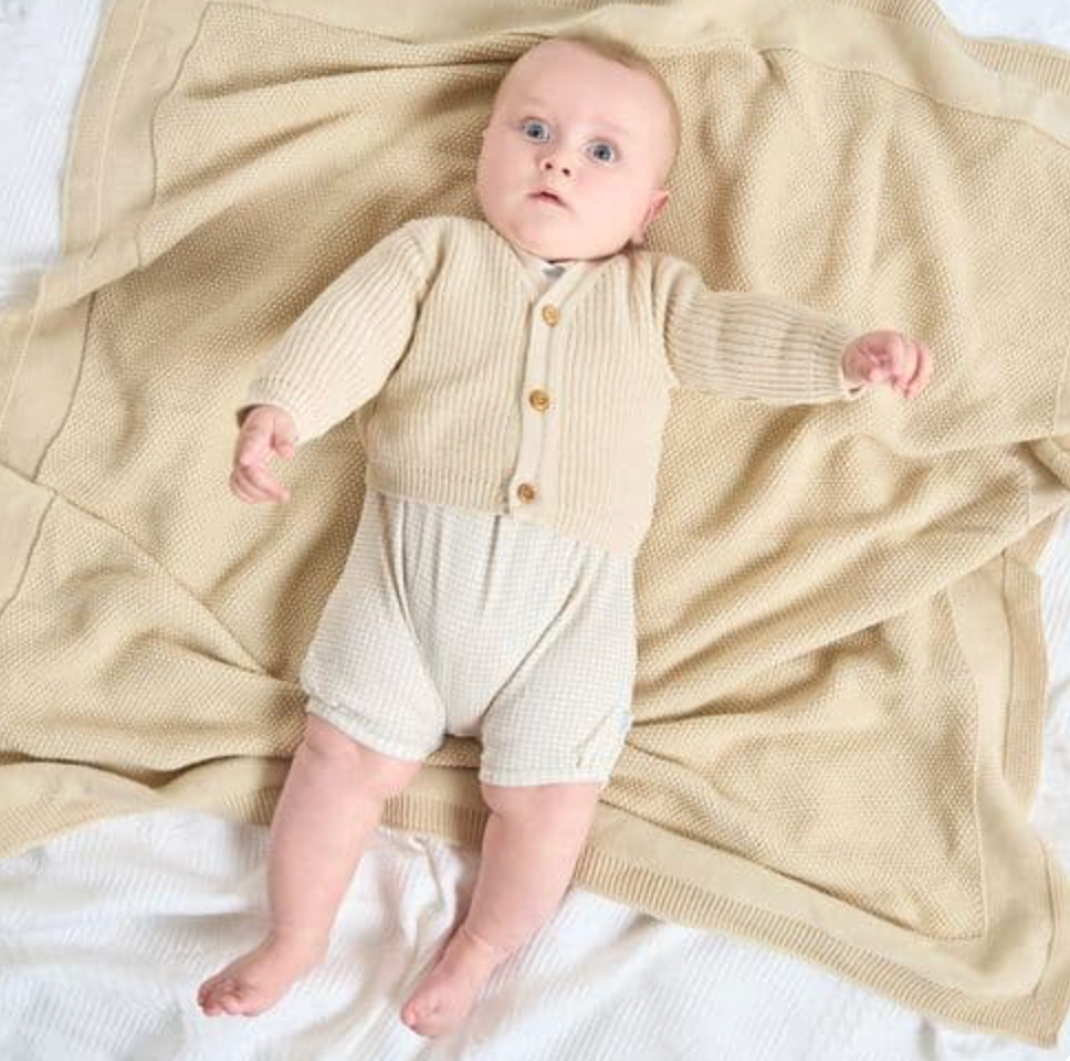 SOFT BUTTON-FRONT KNITTED BABY CARDIGAN - TAUPE | DANDELION