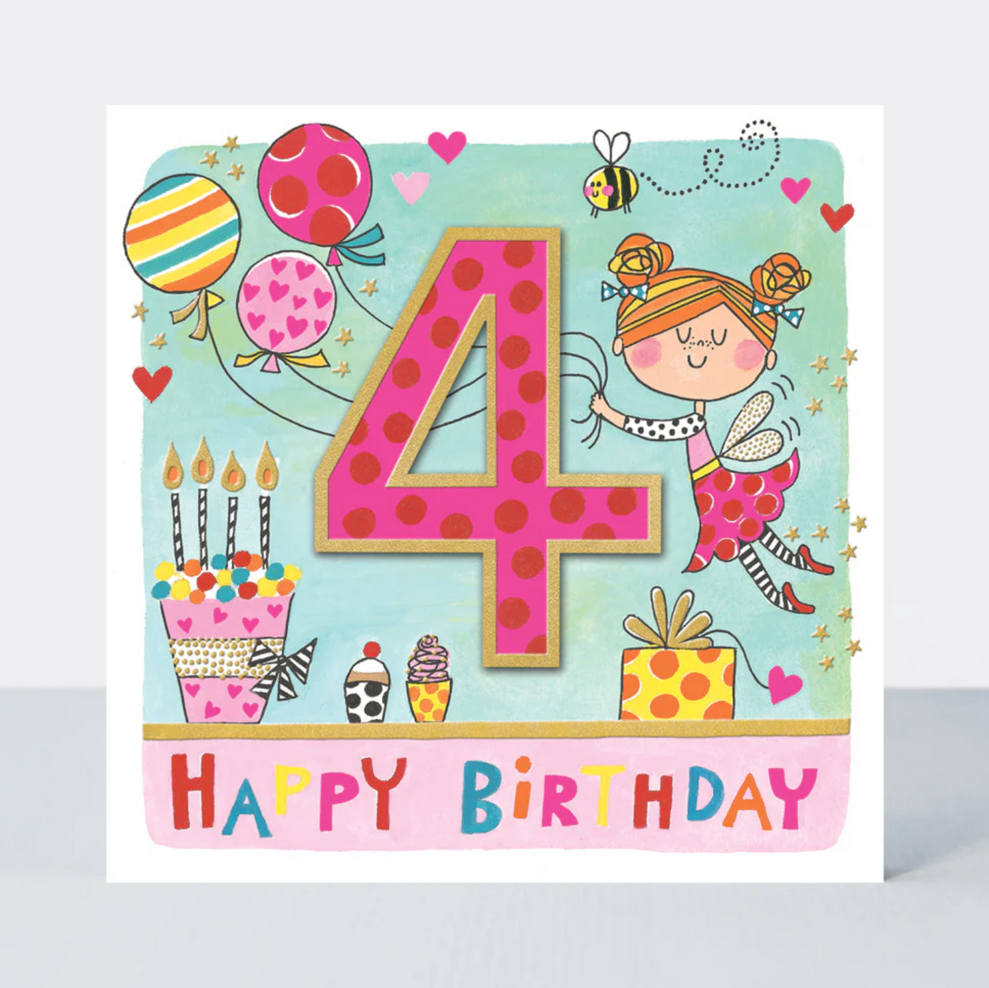 RHUBARB - AGE 4 GIRL/FAIRY BIRTHDAY CARD | RACHEL ELLEN