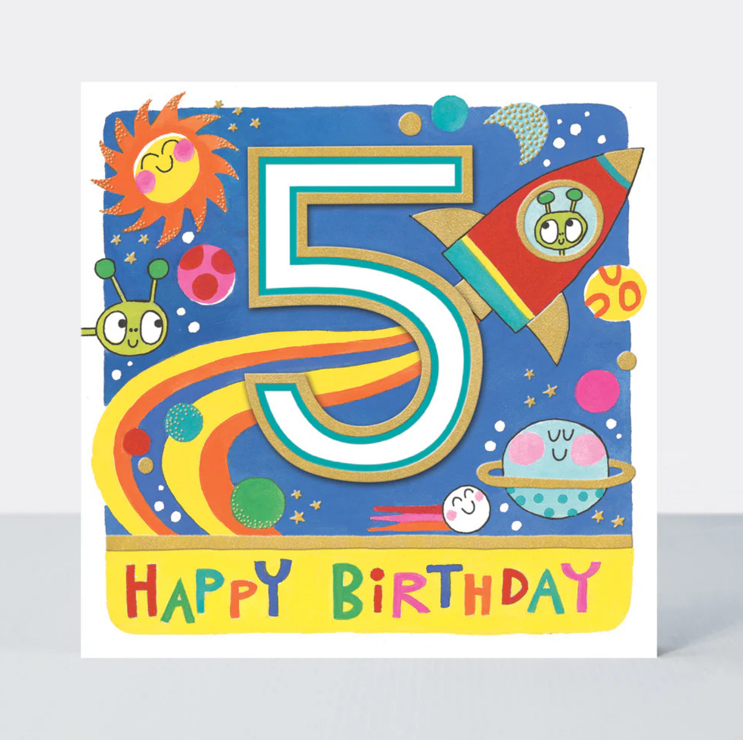 RHUBARB - AGE 5 BOY/ROCKET BIRTHDAY CARD | RACHEL ELLEN