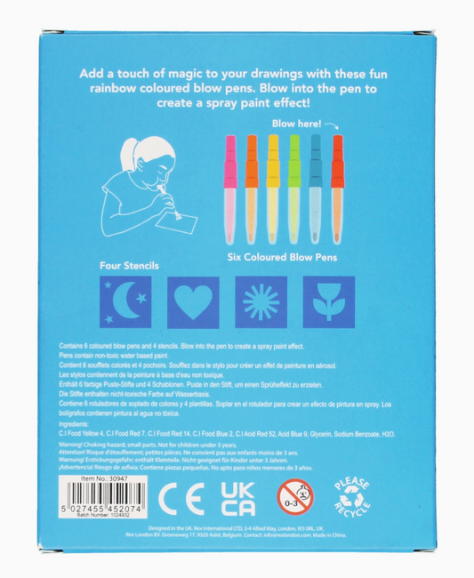 MAGIC RAINBOW COLOURED BLOW PENS | REX LONDON
