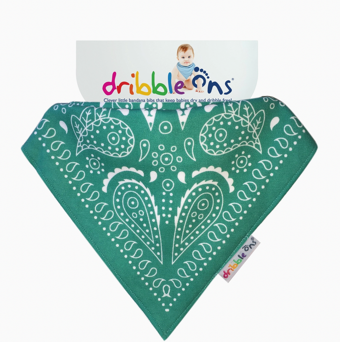 DRIBBLE ONS BIB - PAISLY TURQUOISE