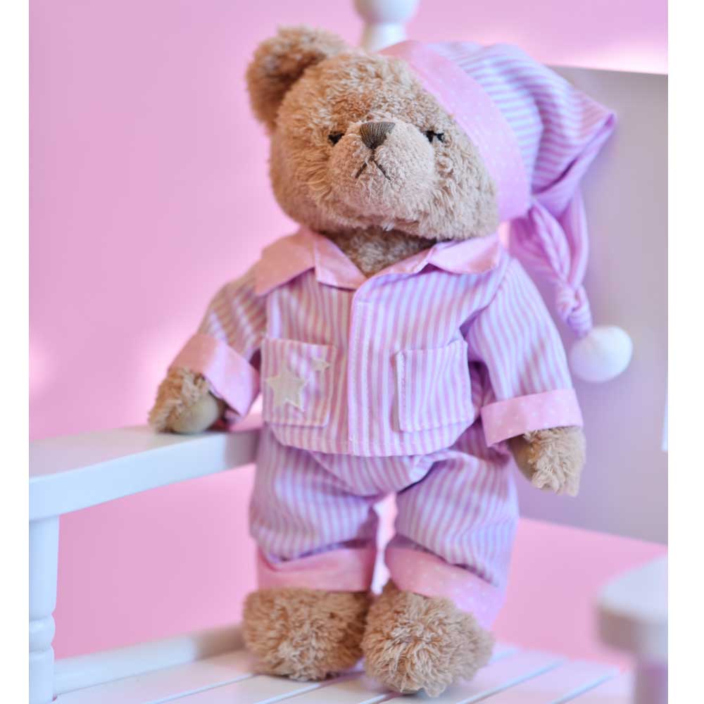 PINK STRIPE PYJAMA TEDDY