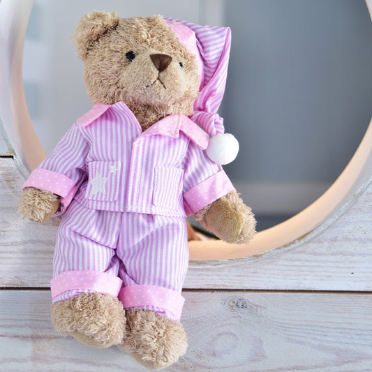 PINK STRIPE PYJAMA TEDDY