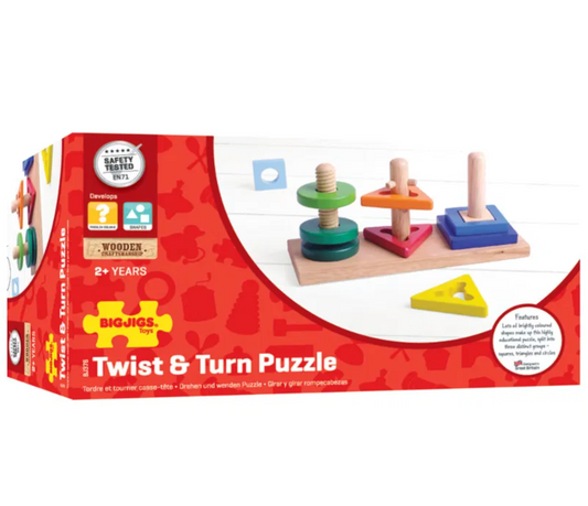 Box of BigJigs Twist & Turn Puzzle on a white background WOODEN TWIST & TURN PUZZLE | BIGJIGS