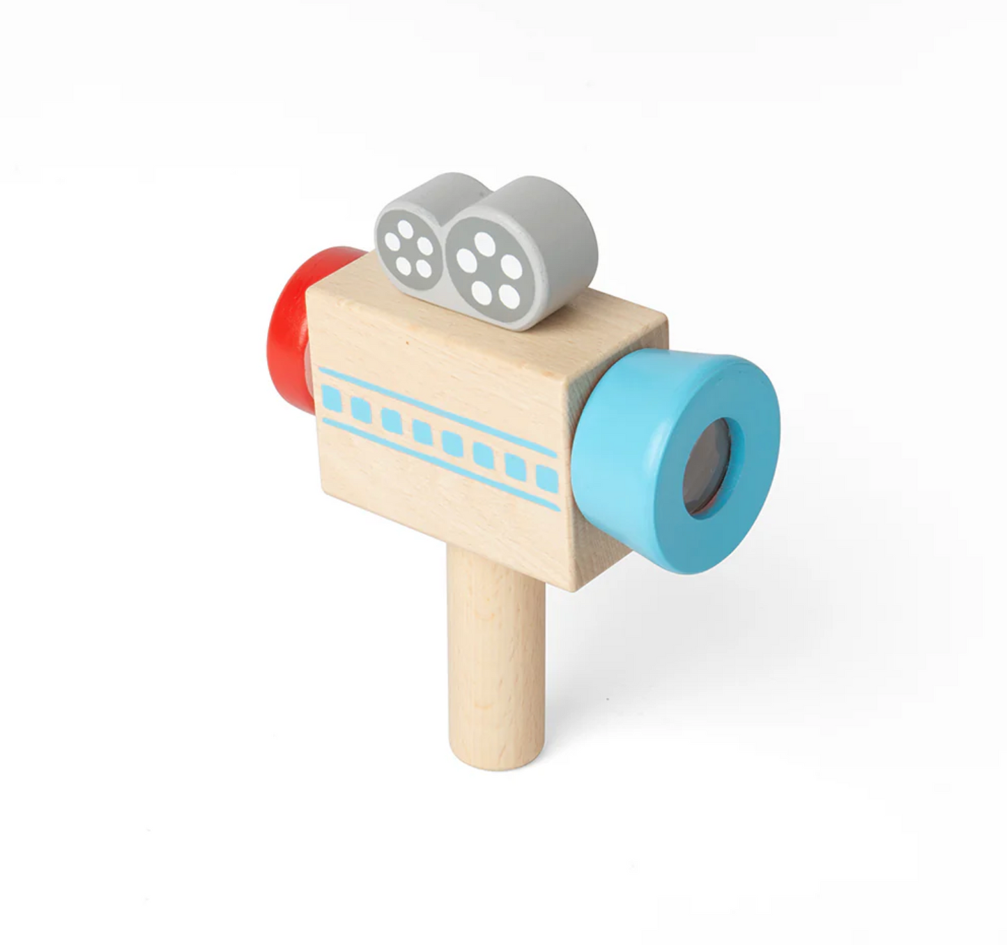 Wooden toy hammer with colorful attachments on a white background WOODEN VIDEO CAMERA | BIGJIGS