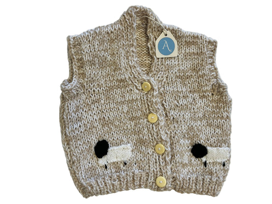 TAUPE SHEEP GILET - 2-3 YEARS