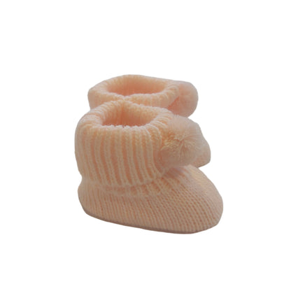 KNITTED BOTTIES WITH POMPOM - 4 COLOURS