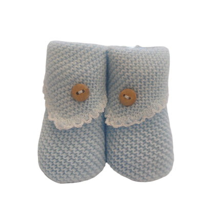 CROCHET KNIT BOOTIES WITH BUTTON - 3 COLOURS