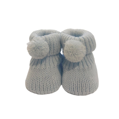 KNITTED BOTTIES WITH POMPOM - 4 COLOURS