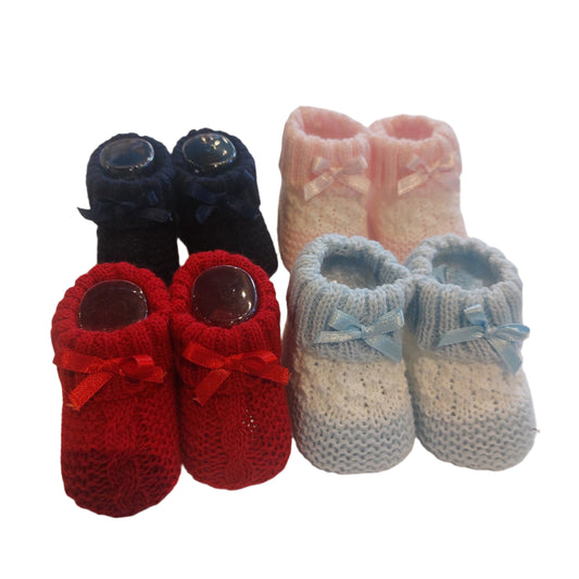 KNITTED BOOTIES WITH BOW - 4 COLOURS