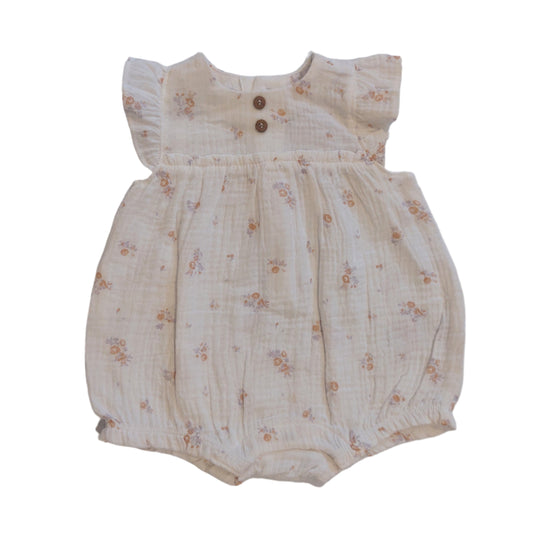 COTTON FLORAL BABY ROMPER - SOFT 100% COTTON, FLORAL PRINT, 0-12 MONTHS